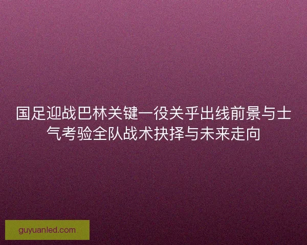 国足迎战巴林关键一役关乎出线前景与士气考验全队战术抉择与未来走向